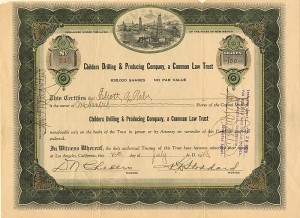 Childers Drilling and Producing Co., a Common Law Trust - Stock Certificate